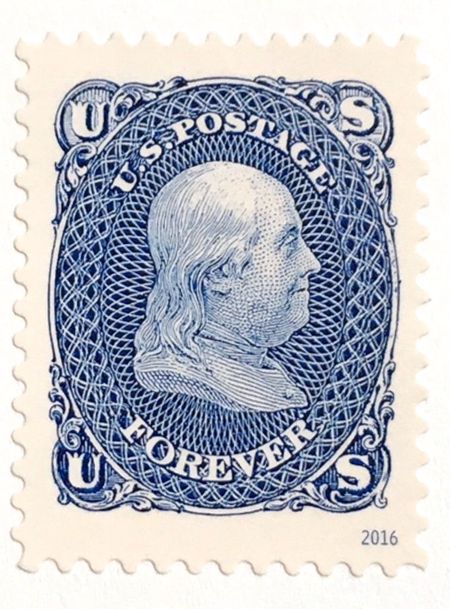 100 Blue Forever Classics Postage Stamps / Unused Vintage Style Benjamin Franklin Forever Stamps / Blue Classical Forever Stamps for Mailing